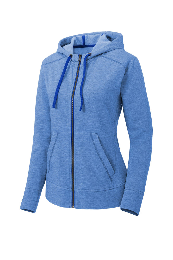 Sport-Tek Women's PosiCharge Tri-Blend Wicking Fleece Full-Zip Hooded Jacket. LST293