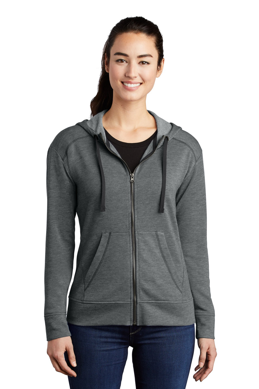 Sport-Tek Women's PosiCharge Tri-Blend Wicking Fleece Full-Zip Hooded Jacket. LST293