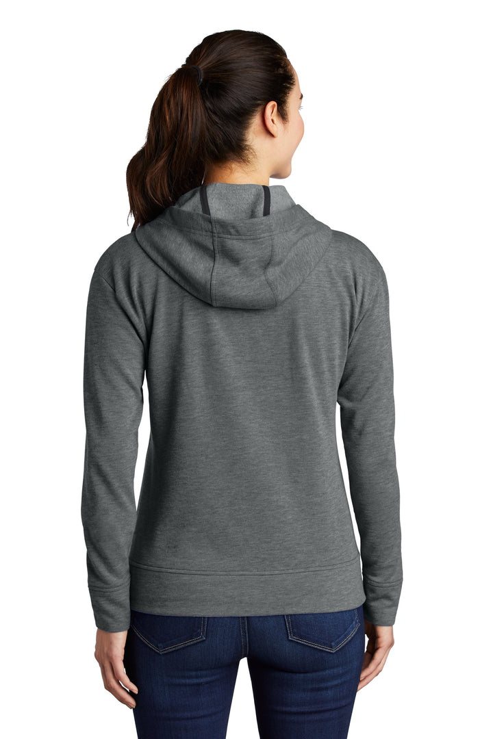Sport-Tek Women's PosiCharge Tri-Blend Wicking Fleece Full-Zip Hooded Jacket. LST293