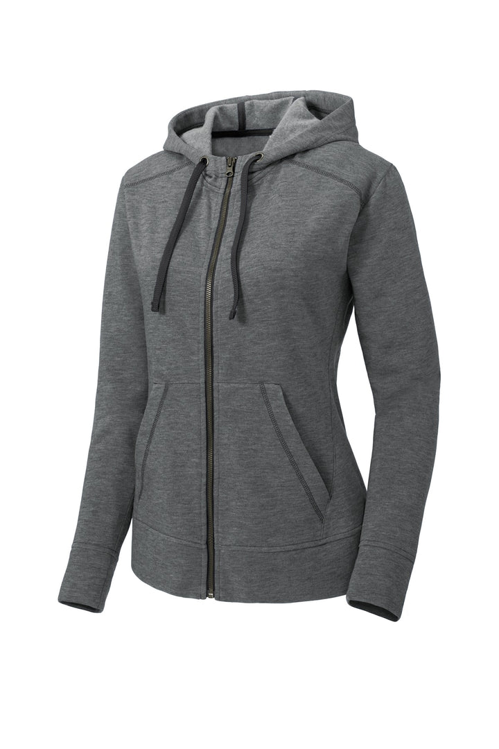 Sport-Tek Women's PosiCharge Tri-Blend Wicking Fleece Full-Zip Hooded Jacket. LST293