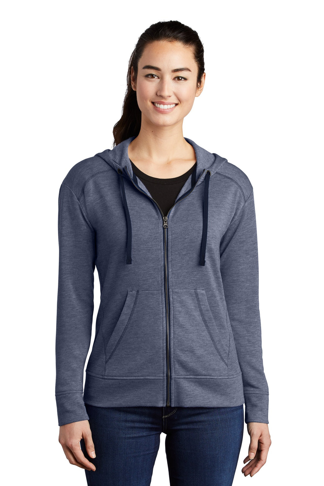 Sport-Tek Women's PosiCharge Tri-Blend Wicking Fleece Full-Zip Hooded Jacket. LST293