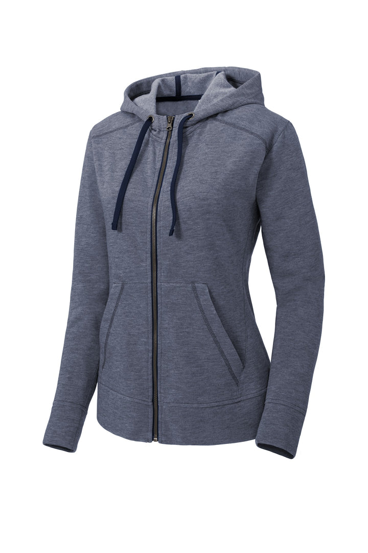 Sport-Tek Women's PosiCharge Tri-Blend Wicking Fleece Full-Zip Hooded Jacket. LST293