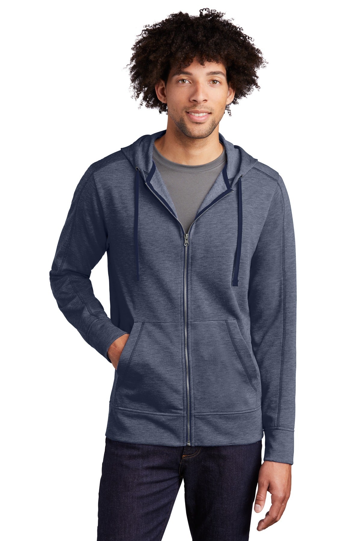 Sport-Tek Women's PosiCharge Tri-Blend Wicking Fleece Full-Zip Hooded Jacket. ST293