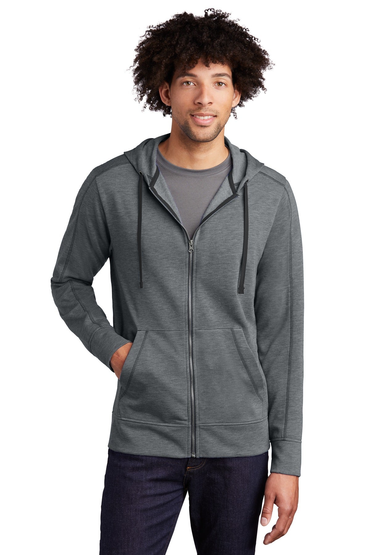 Sport-Tek Women's PosiCharge Tri-Blend Wicking Fleece Full-Zip Hooded Jacket. ST293