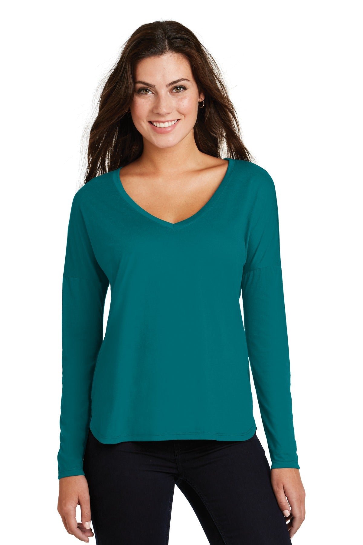 District Women's Drapey Long Sleeve Tee. DM413 District