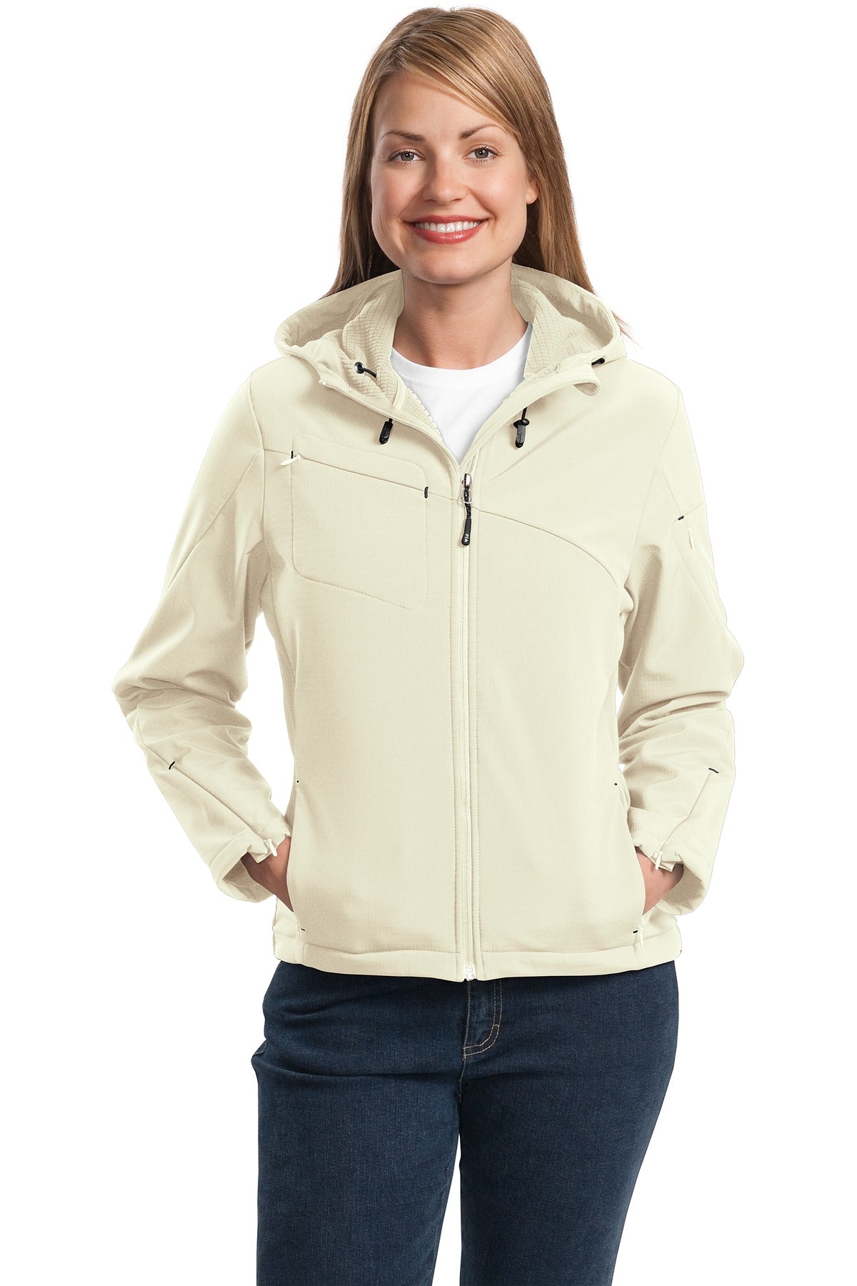 Port Authority Women's Textured Hooded Soft Shell Jacket. L706