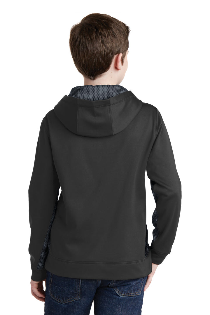 Sport-Tek Youth Sport-Wick CamoHex Fleece Colorblock Hooded Pullover YST239