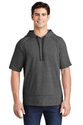 Sport-Tek Men's PosiCharge Tri-Blend Wicking Fleece Short Sleeve Hooded Pullover ST297