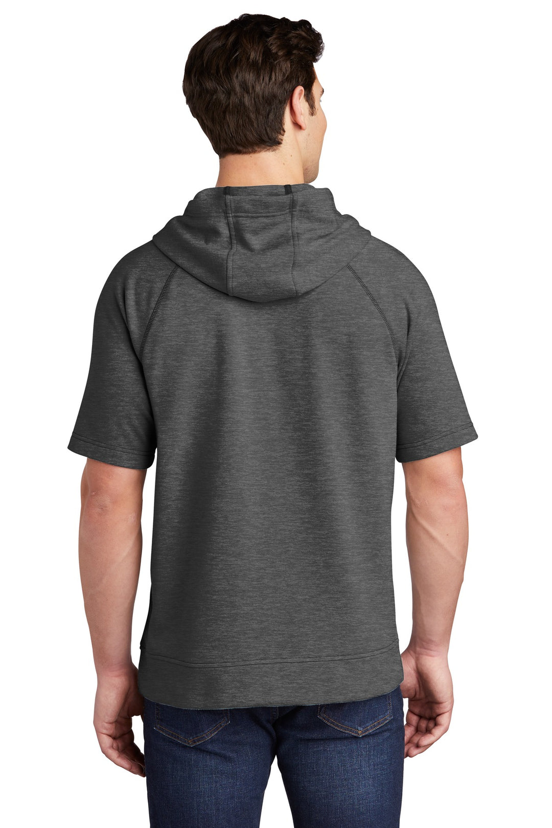 Sport-Tek Men's PosiCharge Tri-Blend Wicking Fleece Short Sleeve Hooded Pullover ST297