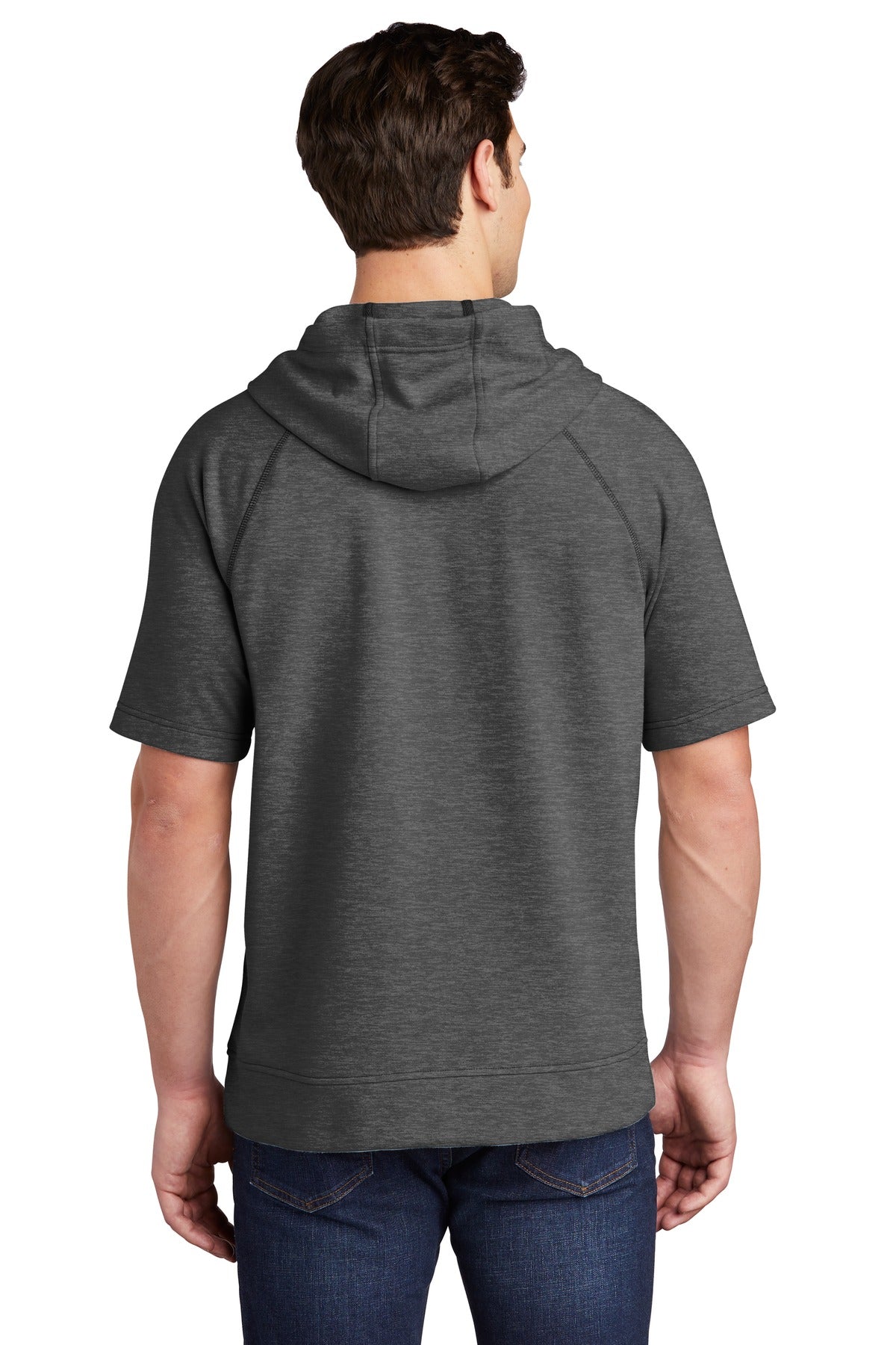 Sport-Tek Men's PosiCharge Tri-Blend Wicking Fleece Short Sleeve Hooded Pullover ST297