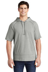 Sport-Tek Men's PosiCharge Tri-Blend Wicking Fleece Short Sleeve Hooded Pullover ST297
