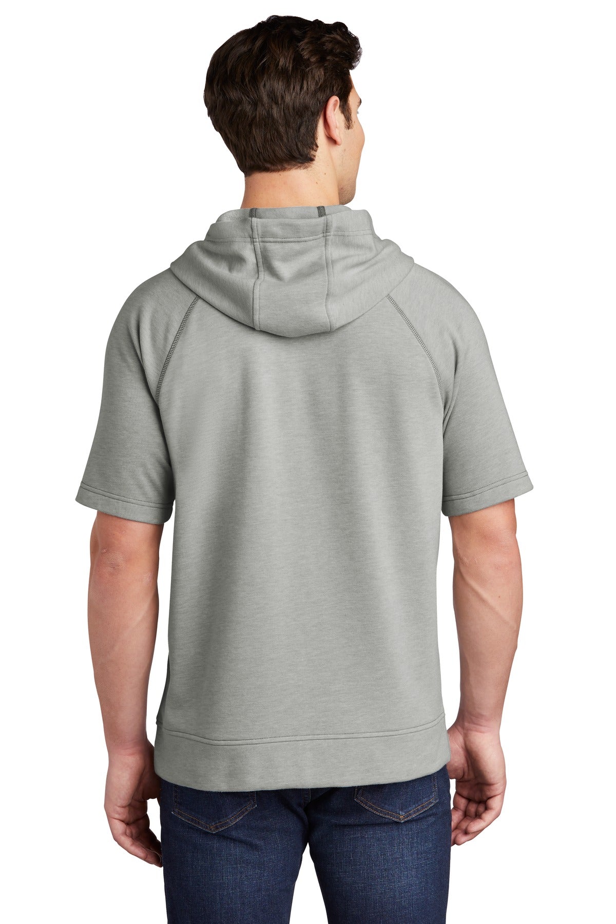 Sport-Tek Men's PosiCharge Tri-Blend Wicking Fleece Short Sleeve Hooded Pullover ST297