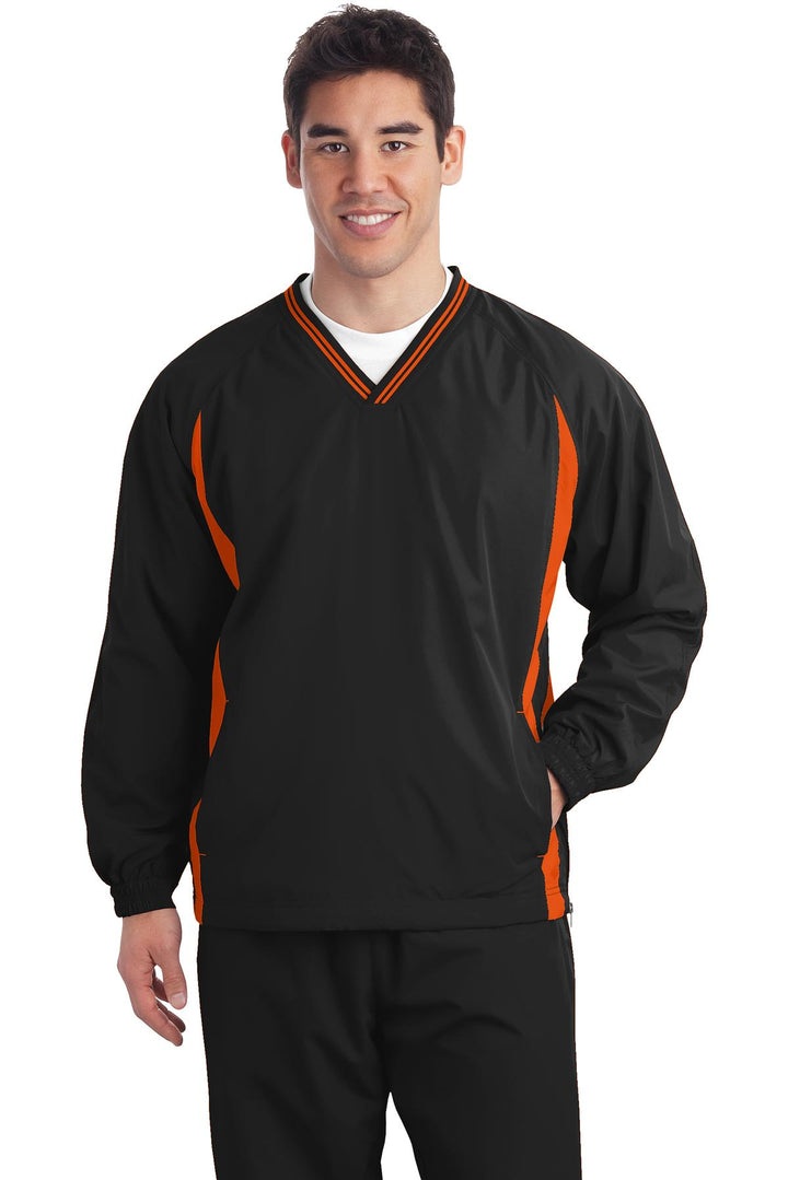 Sport-Tek Tall Tipped V-Neck Raglan Wind Shirt. TJST62
