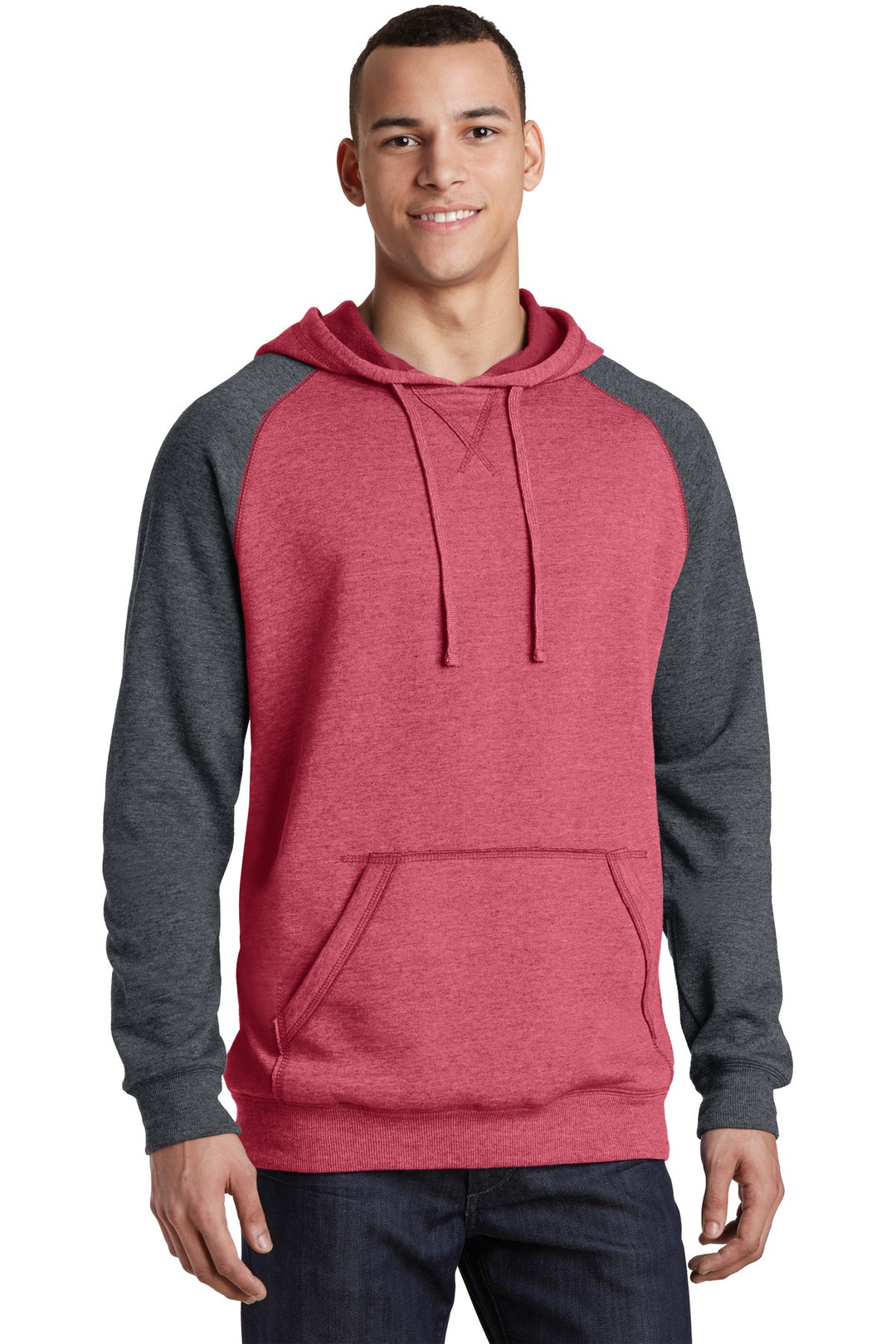 District Young Men's Lightweight Fleece Raglan Hoodie. DT196 District