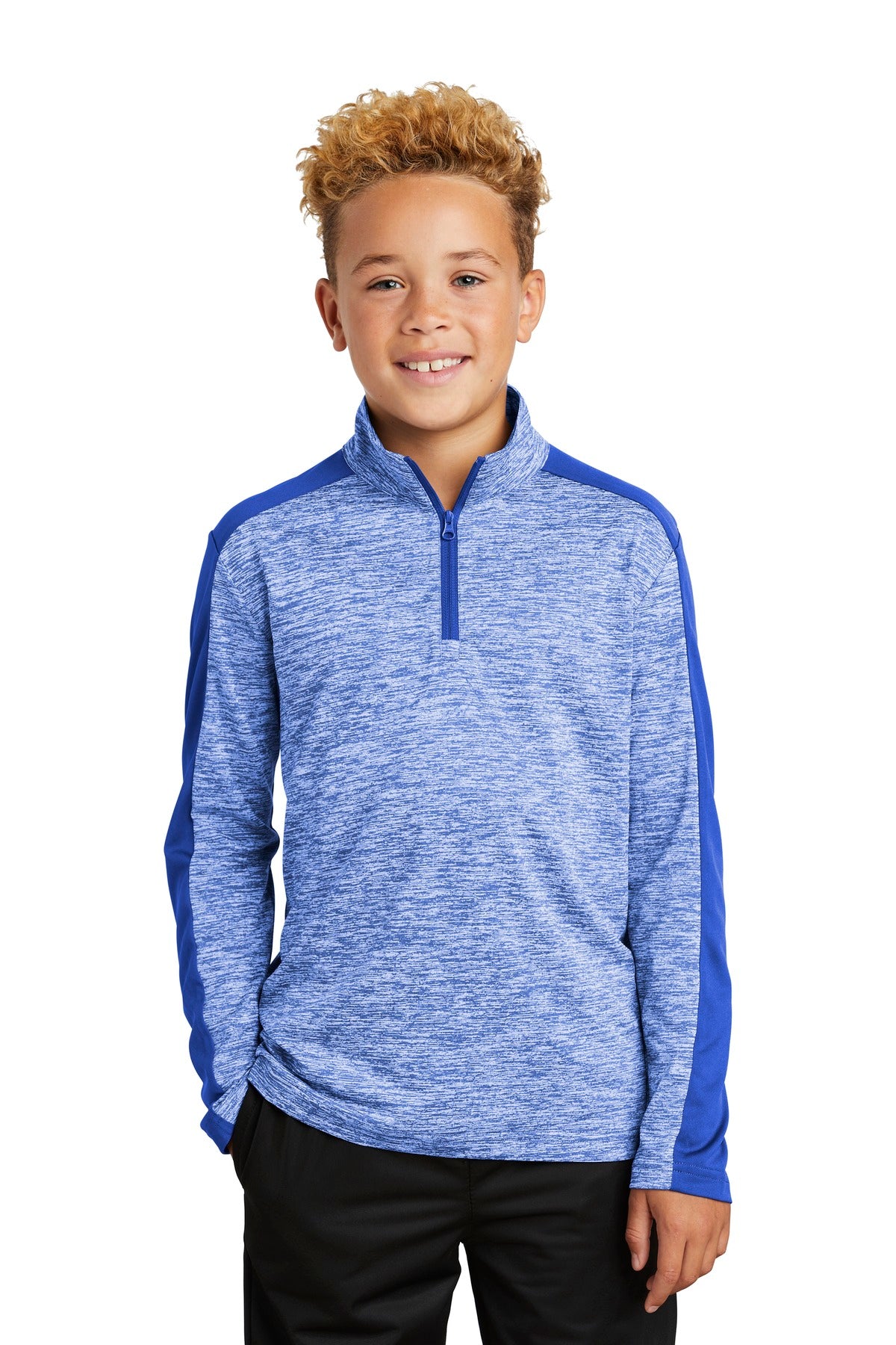Sport-Tek Youth PosiCharge Electric Heather Colorblock 1/4-Zip Pullover YST397