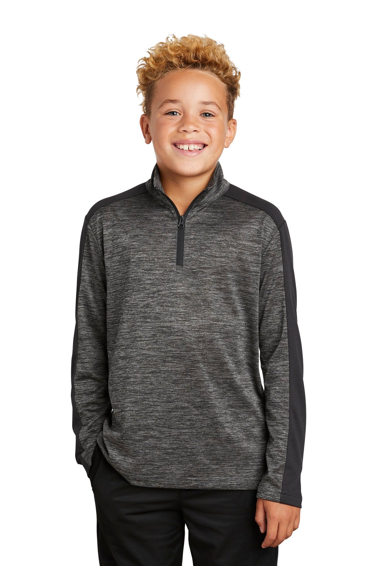 Sport-Tek Youth PosiCharge Electric Heather Colorblock 1/4-Zip Pullover YST397