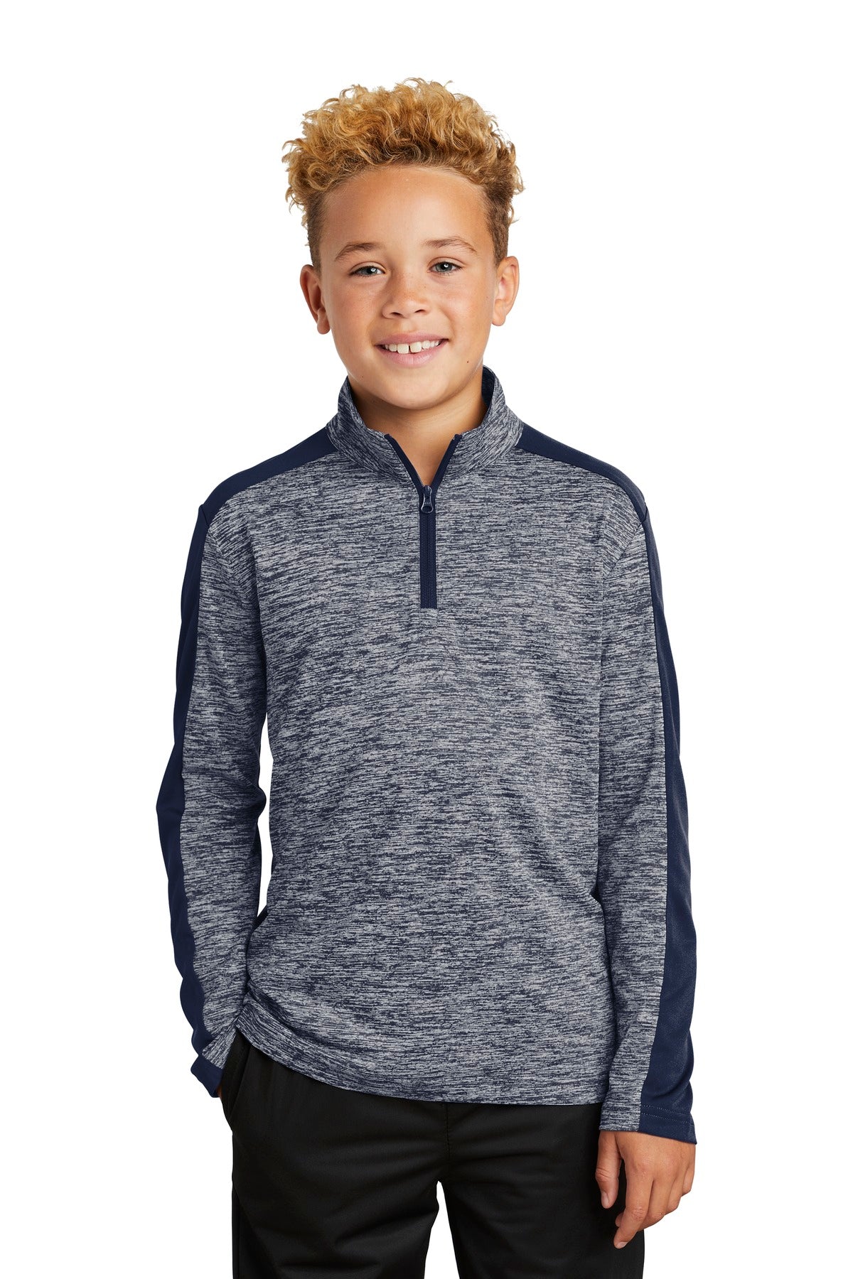 Sport-Tek Youth PosiCharge Electric Heather Colorblock 1/4-Zip Pullover YST397