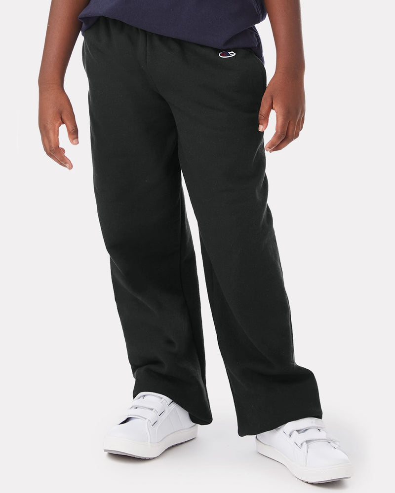 Champion Youth Powerblend Open Bottom Sweatpants with Pockets