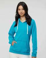 J. America Women's Sueded V-Neck Hooded Sweatshirt J. America