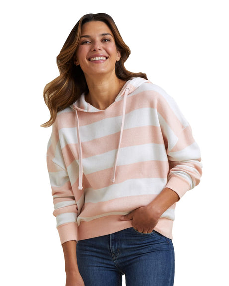 MV Sport Women's Striped Fleece Boxy Hooded Sweatshirt MV Sport