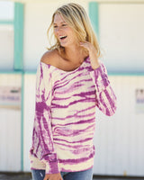 MV Sport Women's French Terry Off-the-Shoulder Tie-Dyed Sweatshirt MV Sport