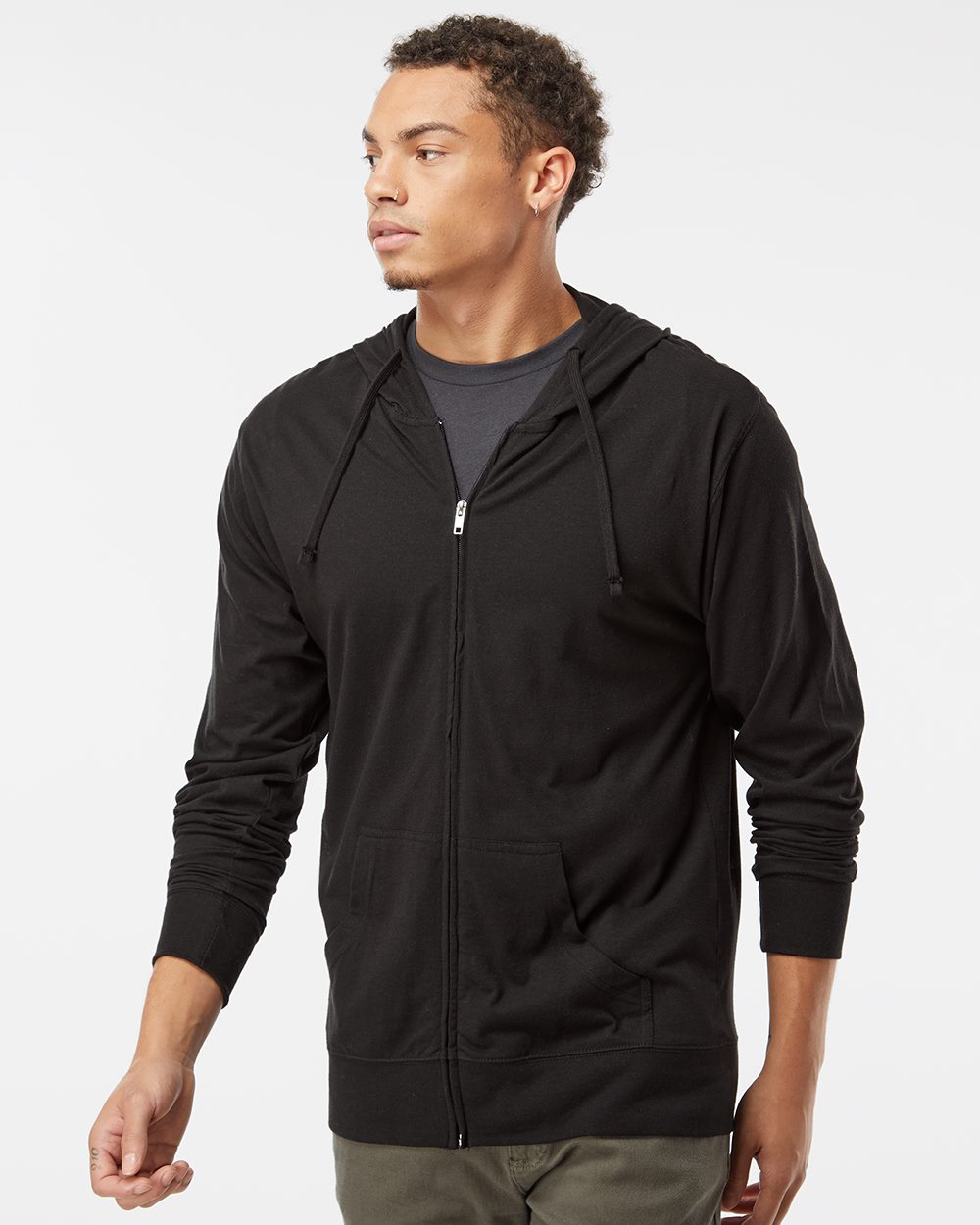 Independent Trading Co. Men's Lightweight Jersey Full-Zip Hooded T-Shirt Independent Trading Co.