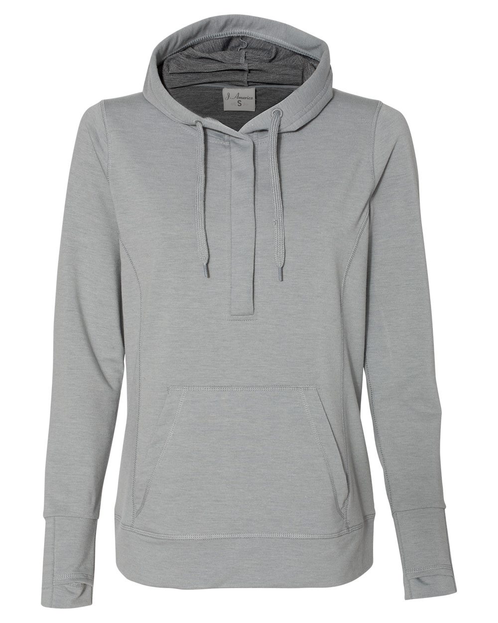 J. America Women's Omega Stretch Snap-Placket Hooded Pullover J. America