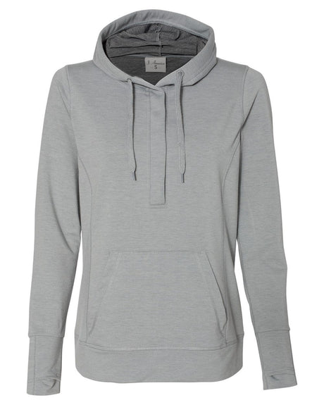J. America Women's Omega Stretch Snap-Placket Hooded Pullover J. America