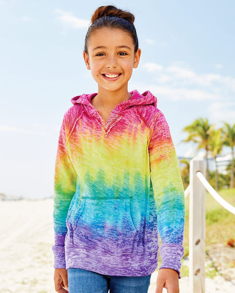 MV Sport Girls’ Courtney Burnout V-Notch Hooded Sweatshirt MV Sport