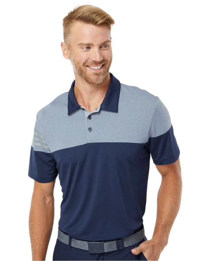 Adidas Men's Heathered 3-Stripes Colorblock Polo Adidas