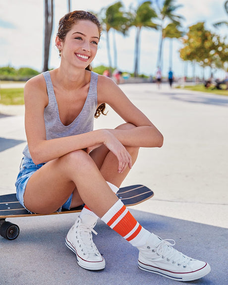 SOCCO USA-Made Striped Crew Socks SOCCO