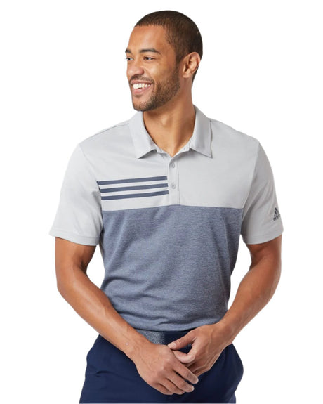 Adidas Men's Heathered Colorblock 3-Stripes Polo Adidas