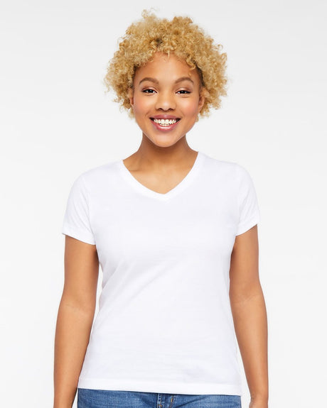 LAT Women's V-Neck Fine Jersey Tee LAT