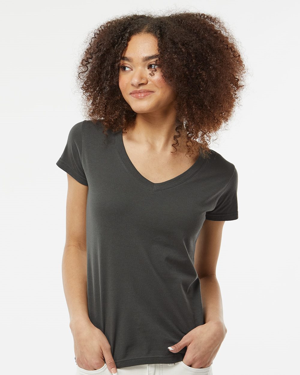 Tultex Women's Slim Fit Fine Jersey V-Neck T-Shirt Tultex
