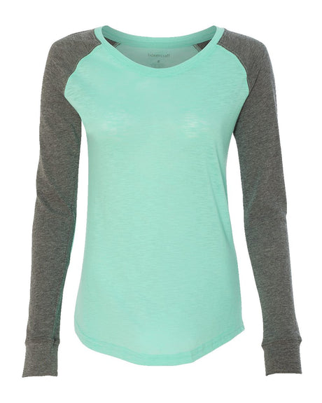 Boxercraft Women Preppy Patch Slub Long Sleeve T-Shirt Boxercraft