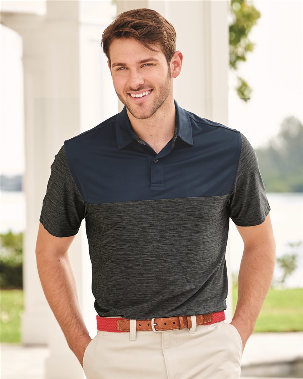 IZOD Men's Colorblocked Space-Dyed Polo IZOD