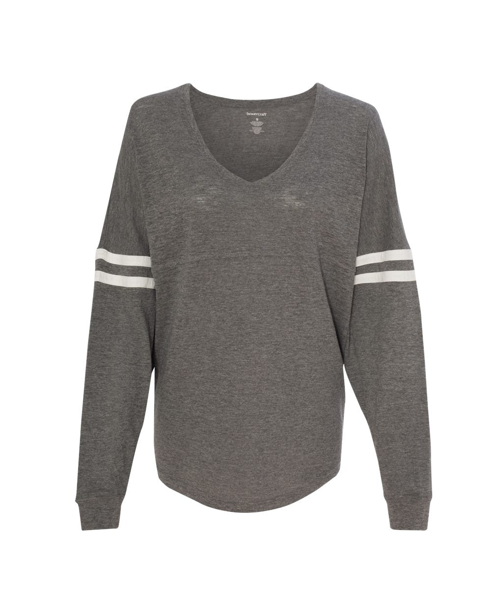 Boxercraft Women's Slub Jersey Varsitee V-Neck Long Sleeve T-Shirt Boxercraft