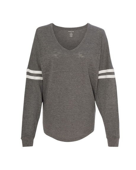 Boxercraft Women's Slub Jersey Varsitee V-Neck Long Sleeve T-Shirt Boxercraft