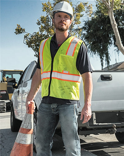 Kishigo Economy Contrasting Vest with Zippered Front