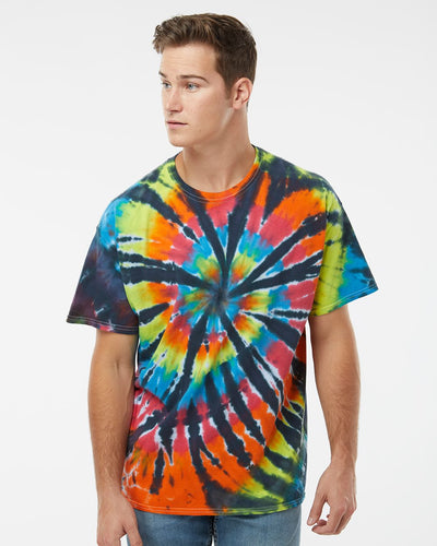 Dyenomite Men's Rainbow Cut-Spiral Tie-Dyed T-Shirt