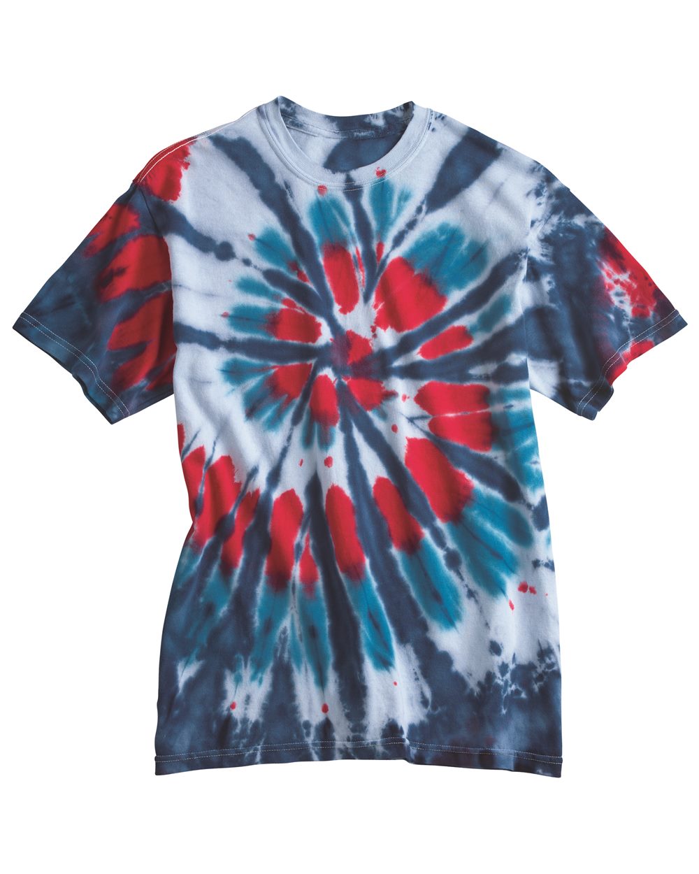 Dyenomite Men's Multi-Color Cut-Spiral Short Sleeve T-Shirt Dyenomite