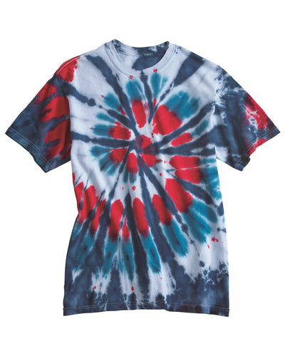 Dyenomite Men's Multi-Color Cut-Spiral Short Sleeve T-Shirt
