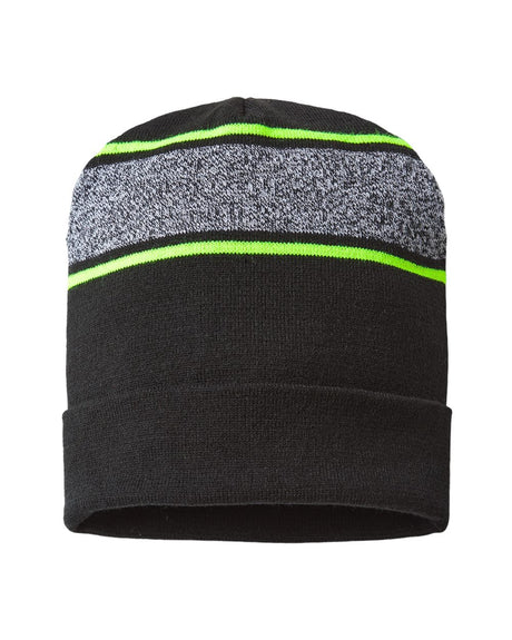 CAP AMERICA Men's USA-Made Variegated Striped Cuffed Beanie CAP AMERICA