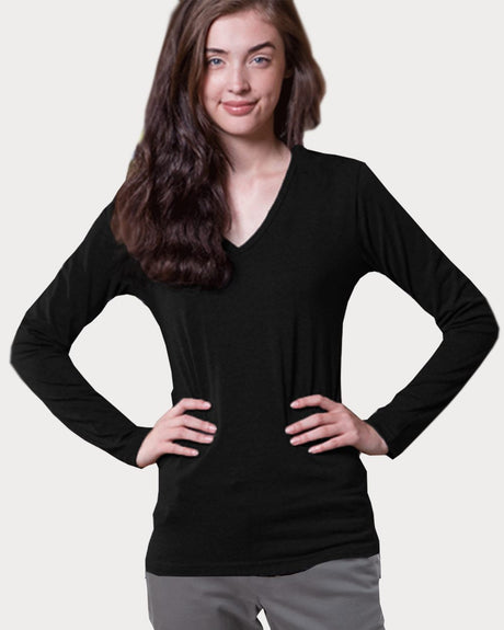 In Your Face Women's V-Neck Long Sleeve T-Shirt In Your Face