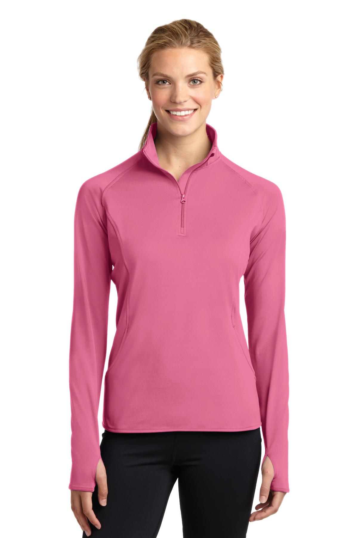 Sport-Tek Ladies Sport-Wick Stretch 1/2-Zip Pullover. LST850 1 of 2