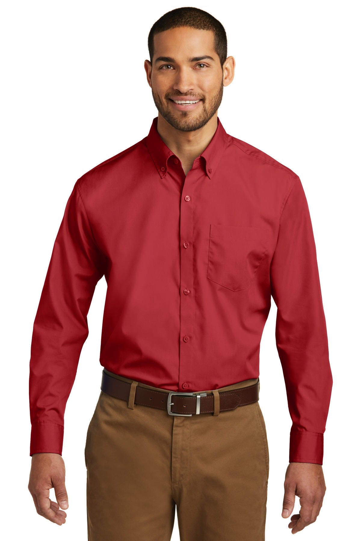 Port Authority Men's Long Sleeve Carefree Poplin Shirt. W100