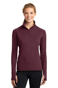 Sport-Tek Ladies Sport-Wick Stretch 1/2-Zip Pullover. LST850 1 of 2