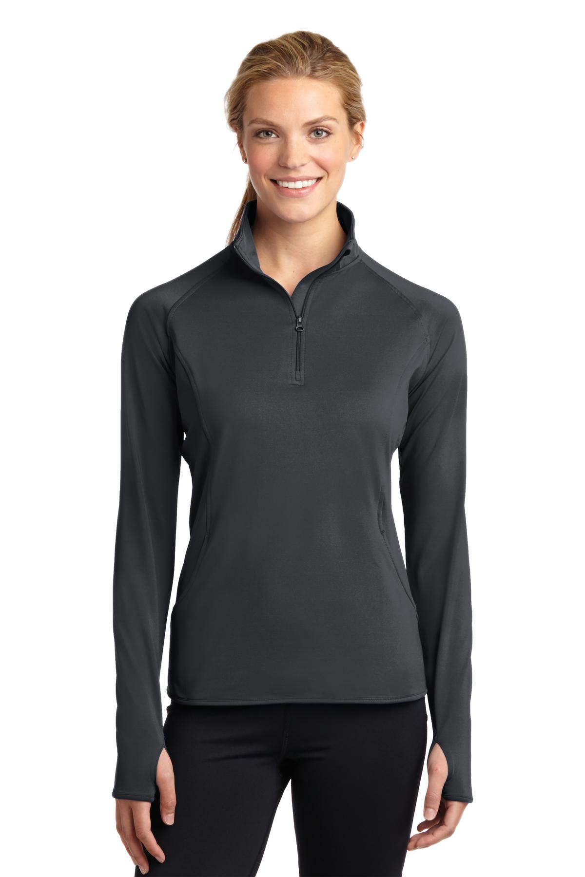 Sport-Tek Ladies Sport-Wick Stretch 1/2-Zip Pullover. LST850 1 of 2
