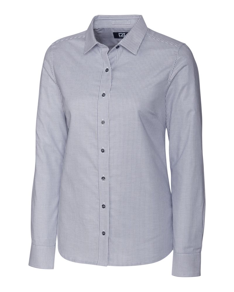 Cutter & Buck Stretch Oxford Stripe Womens Long Sleeve Dress Shirt Cutter & Buck