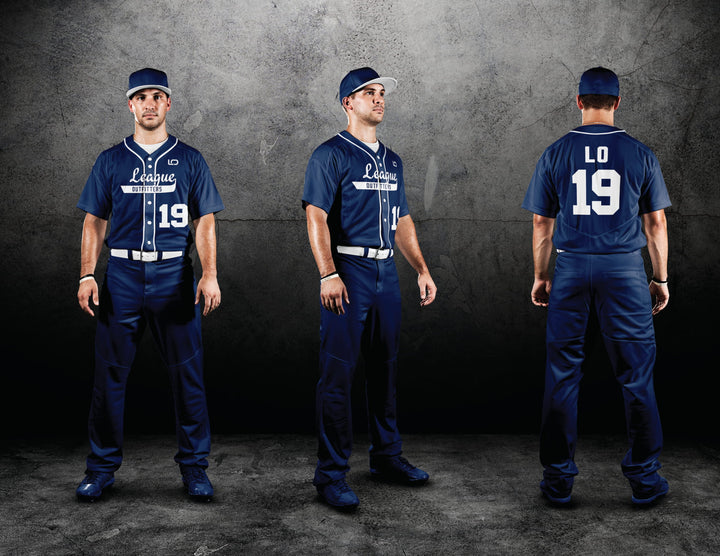 Custom Elite Sublimated & Tackle Twill Full Button Baseball Jerseys League Outfitters